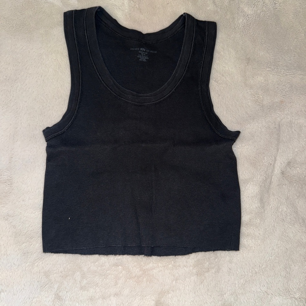 Brandy Melville Black Ribbed Crop Tank Top